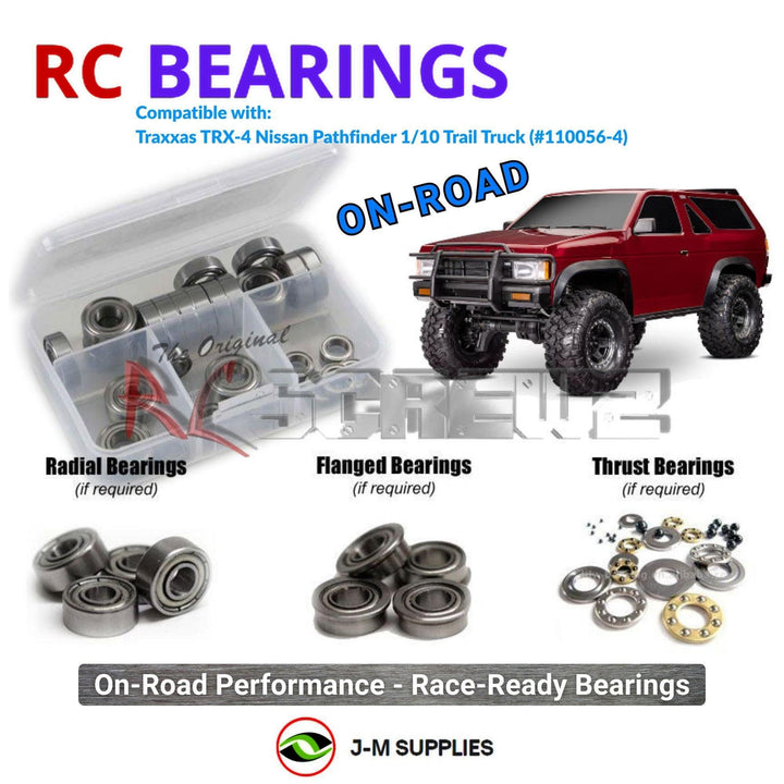Representative image of an RCScrewZ metal-shielded bearing kit for Traxxas TRX-4 1988 Nissan Pathfinder 1/10 (110056-4); exact bearing sizes and quantities vary by RC model.