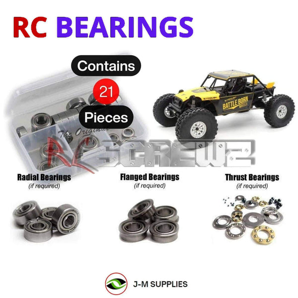 Representative image of an RCScrewZ metal-shielded bearing kit for Vanquish H10 Optic RTR/Kit 1/10 Crawler (VPS09010, VPS09027); exact bearing sizes and quantities vary by RC model.