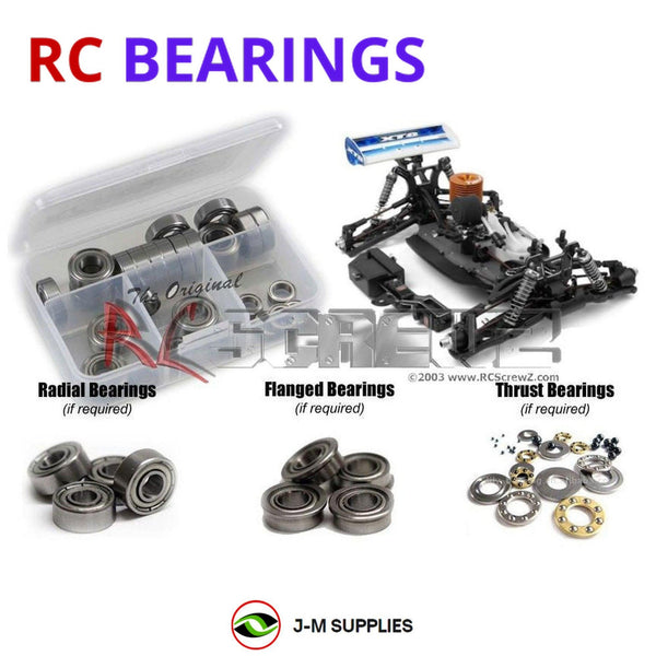 Representative image of an RCScrewZ metal-shielded bearing kit for XRAY XT8 Truggy 1/8th #350200; exact bearing sizes and quantities vary by RC model.
