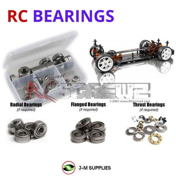 Representative image of an RCScrewZ metal-shielded bearing kit for XRAY T3 2012 #300018; exact bearing sizes and quantities vary by RC model.