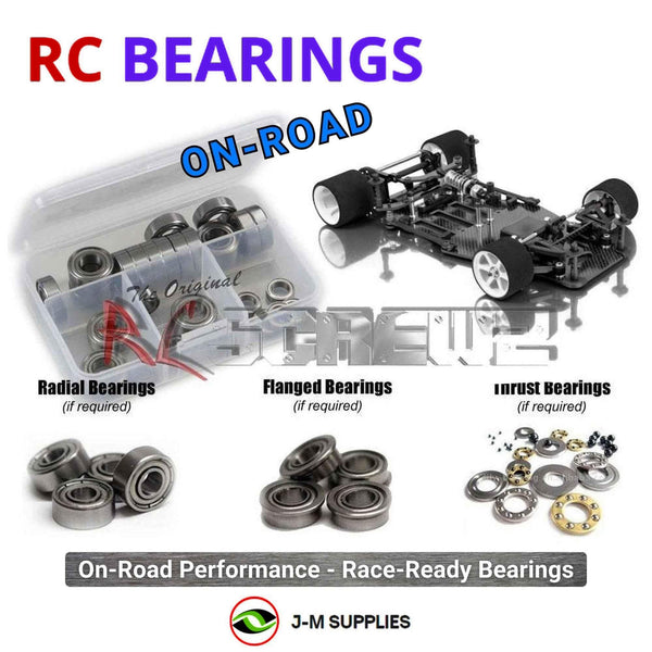 Representative image of an RCScrewZ metal-shielded bearing kit for XRAY X10 1/10 Pan Car GT (#370500) (Released in 2009); exact bearing sizes and quantities vary by RC model.