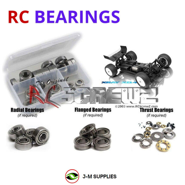 Representative image of an RCScrewZ metal-shielded bearing kit for Team XRAY XB4 Buggy 1/10th #360000; exact bearing sizes and quantities vary by RC model.