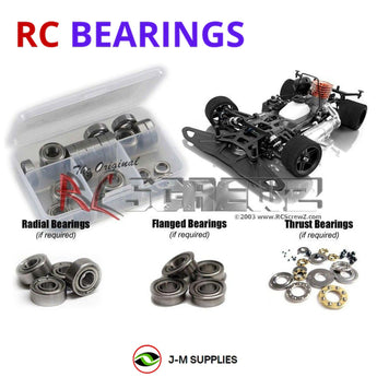 Representative image of an RCScrewZ metal-shielded bearing kit for XRAY RX8 2012 #340001; exact bearing sizes and quantities vary by RC model.