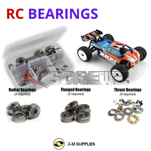 Representative image of an RCScrewZ metal-shielded bearing kit for XRAY XT8e '22 Truggy 1/8 #350301; exact bearing sizes and quantities vary by RC model.