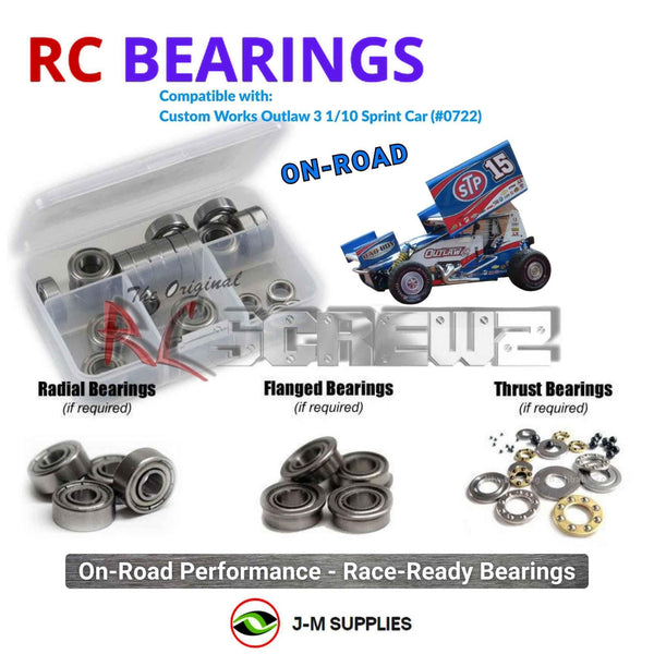 J-M SUPPLIES - RCScrewZ Metal Shielded Bearings cus024b for Custom Works Outlaw 3 1/10 Sprint Car (#0722) | SET - 