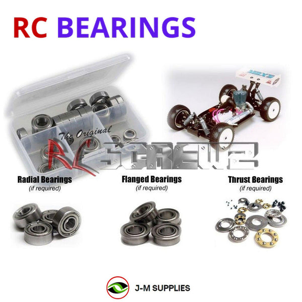 Representative image of an RCScrewZ metal-shielded bearing kit for Mugen Seiki MBX-5 /Pro-Spec 1/8th Nitro 4WD Buggy; exact bearing sizes and quantities vary by RC model.