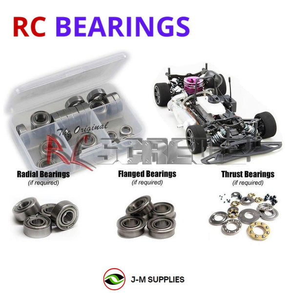 Representative image of an RCScrewZ metal-shielded bearing kit for Mugen Seiki MTX-6 Nitro 1/10 4WD Touring Car (#E2003); exact bearing sizes and quantities vary by RC model.