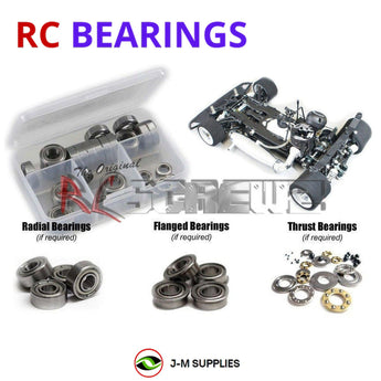 Representative image of an RCScrewZ metal-shielded bearing kit for Mugen Seiki MRX6x 1/8th 4WD Nitro Car (#H2008); exact bearing sizes and quantities vary by RC model.