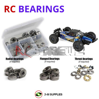 Representative image of an RCScrewZ metal-shielded bearing kit for ProLine PRO-2 SC Buggy 2WD 1/10 (#400201); exact bearing sizes and quantities vary by RC model.