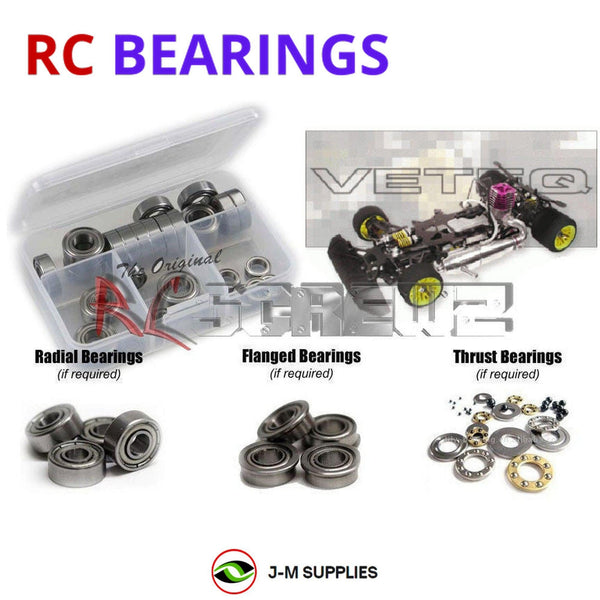 Representative image of an RCScrewZ metal-shielded bearing kit for Serpent Veteq 1/8th Nitro #901000; exact bearing sizes and quantities vary by RC model.