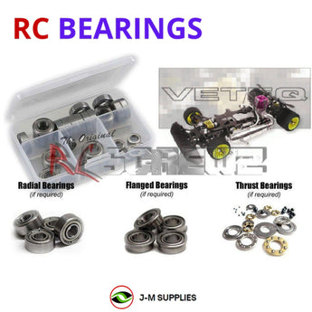 Representative image of an RCScrewZ metal-shielded bearing kit for Serpent Veteq 1/8th Nitro #901000; exact bearing sizes and quantities vary by RC model.