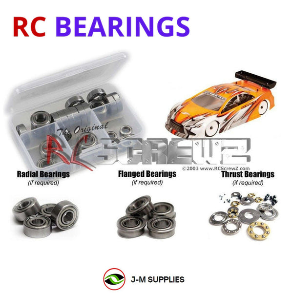Representative image of an RCScrewZ metal-shielded bearing kit for Serpent 411 1/10th Onroad #400006; exact bearing sizes and quantities vary by RC model.