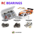 Representative image of an RCScrewZ metal-shielded bearing kit for Serpent S411 Team Ed. 1/10th Electric (#400012); exact bearing sizes and quantities vary by RC model.