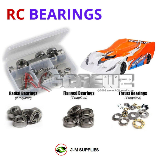Representative image of an RCScrewZ metal-shielded bearing kit for Serpent Viper 988e Onroa 1/8 904004; exact bearing sizes and quantities vary by RC model.