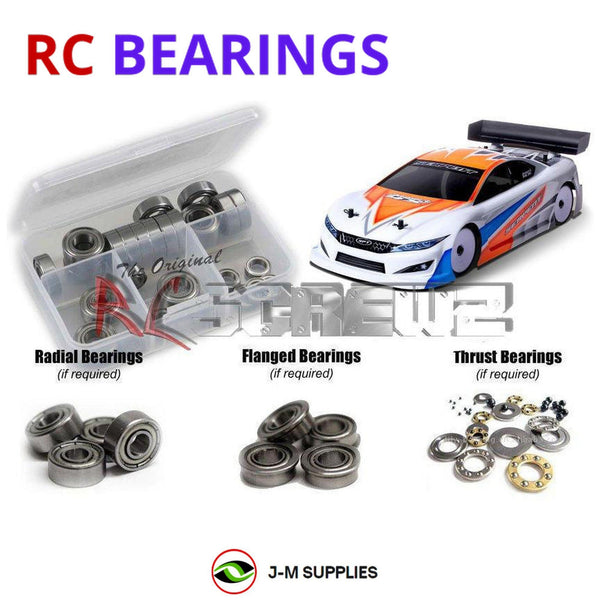Representative image of an RCScrewZ metal-shielded bearing kit for Serpent Project 4X Pro 1/10th EP Touring Car (#400032); exact bearing sizes and quantities vary by RC model.
