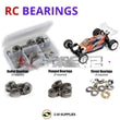 Representative image of an RCScrewZ metal-shielded bearing kit for XRAY XB2 2020 Carpet/Dirt 1/10th Buggy (#320007 & #320008); exact bearing sizes and quantities vary by RC model.
