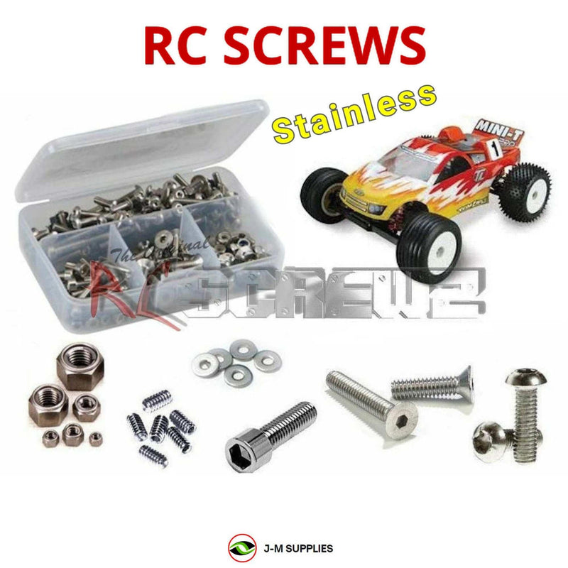 Representative image of an RCScrewZ stainless steel metric conversion screw kit for Losi Mini-T Pro 1/18 Electric 2WD Mini Stadium Truck (LOSB0210); exact kit contents vary by RC model.