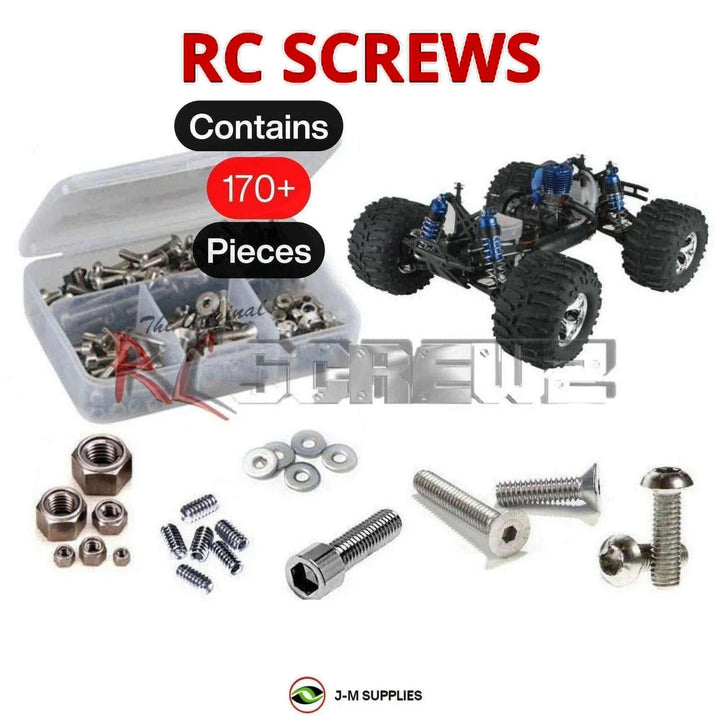 Representative image of an RCScrewZ stainless steel metric conversion screw kit for Team Losi LST Super Truck 1/8 Nitro 4WD Monster Truck (LOSB0010); exact kit contents vary by RC model.