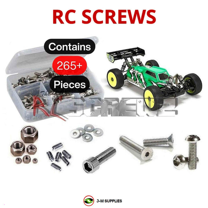 Representative image of an RCScrewZ stainless steel metric conversion screw kit for Losi TLR 8IGHT-E 4.0 1/8 Electric 4WD Buggy (TLR04004); exact kit contents vary by RC model.