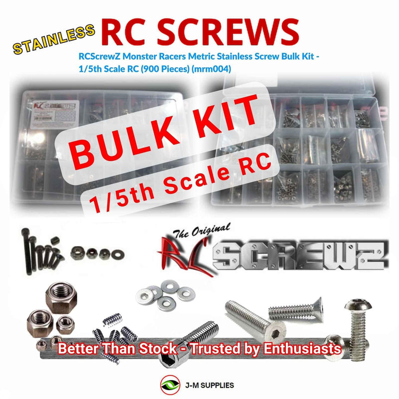 Representative image of an RCScrewZ stainless steel metric conversion screw kit for Universal 1/5 Scale RC Monster Trucks - Buggys & On-Road ✅; exact kit contents vary by RC model.