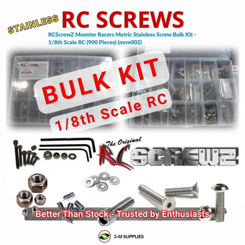 Representative image of an RCScrewZ stainless steel metric conversion screw kit for Universal 1/8 Scale RC Buggys - Truggys & Monster Trucks ✅; exact kit contents vary by RC model.
