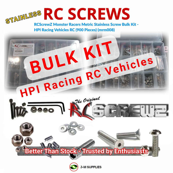 RCScrewZ Monster Racers Metric Stainless Screw Bulk Kit - HPI Vehicles RC (900 Pieces) (mrm008)