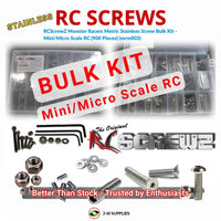 Representative image of an RCScrewZ stainless steel metric conversion screw kit for Universal Mini/Micro Scale RC Cars - Trucks & Racers ✅; exact kit contents vary by RC model.