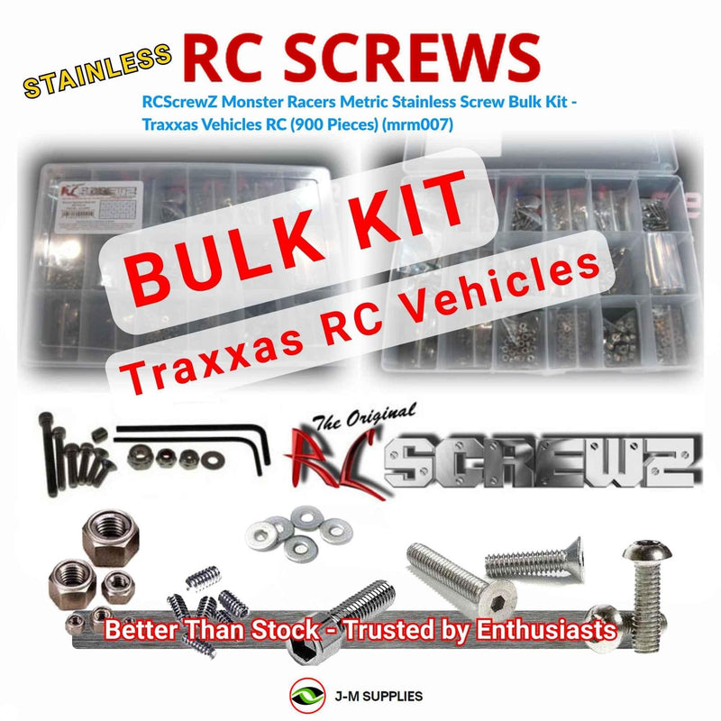 Representative image of an RCScrewZ stainless steel metric conversion screw kit for Universal Traxxas RC Vehicles On-Road / Off-Road ✅; exact kit contents vary by RC model.