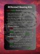 Infographic on RCScrewZ Bearing Kits: Highlights features of both metal and rubber shielded bearing kits, detailing high-quality components suitable for various RC models. Covers standard, flanged, one-way, and thrust bearings included in kits, with extra spares. Explains the shielding and performance benefits of each type, tailored for specific RC model needs - ara022r