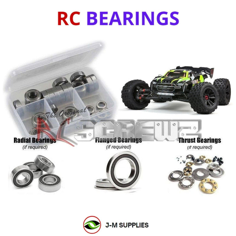 Representative image of an RCScrewZ rubber-sealed bearing kit for ARRMA KRATON 8S BLX 1/5 Electric 4WD MT (ARA110002); exact bearing sizes and quantities vary by RC model.