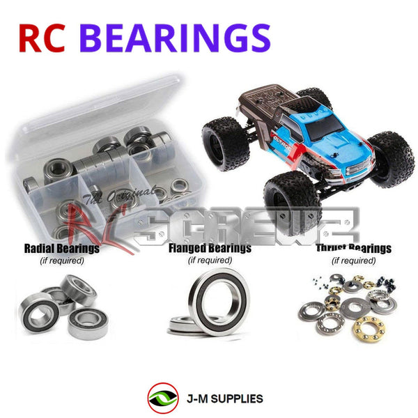 Representative image of an RCScrewZ rubber-sealed bearing kit for ARRMA GRANITE Voltage MEGA SRS 1/10 Electric 2WD MT (ARA102727); exact bearing sizes and quantities vary by RC model.