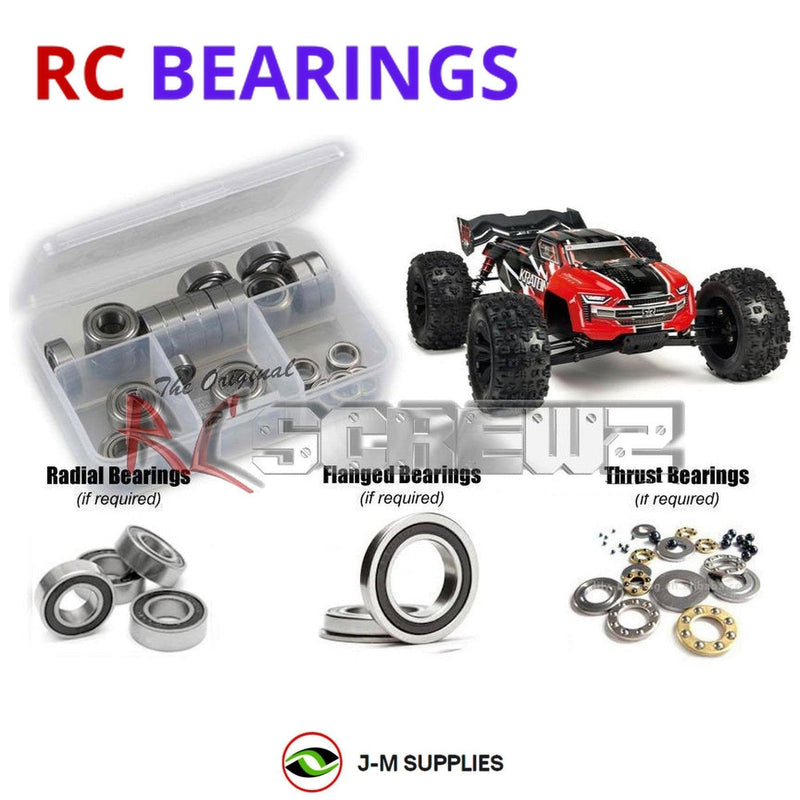 Representative image of an RCScrewZ rubber-sealed bearing kit for ARRMA KRATON 6S BLX V4 1/8 Electric 4WD MT (ARA106040); exact bearing sizes and quantities vary by RC model.