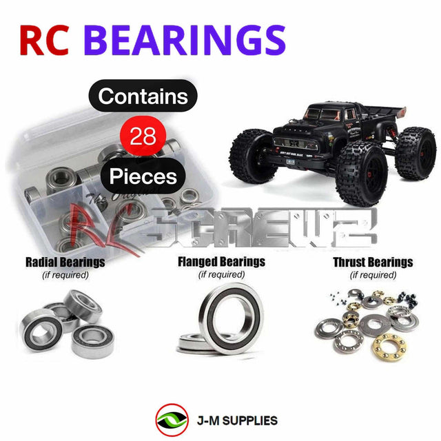 RCScrewZ Rubber Shielded Bearing Kit ara041r for ARRMA Notorious 6S BLX V5 1/8 Electric 4WD Brushless Stunt Truck (ARA8611V5, 8611V5) | SET