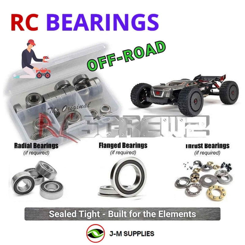 Representative image of an RCScrewZ rubber-sealed bearing kit for ARRMA TALION 6S EXB 1/8 Electric 4WD Truggy (ARA8707); exact bearing sizes and quantities vary by RC model.