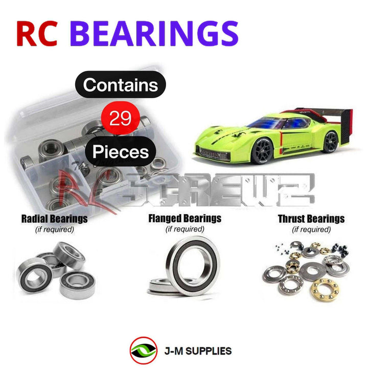 Representative image of an RCScrewZ rubber-sealed bearing kit for ARRMA VENDETTA 3S BLX 1/8 Electric 4WD Street (ARA4319V3T1); exact bearing sizes and quantities vary by RC model.