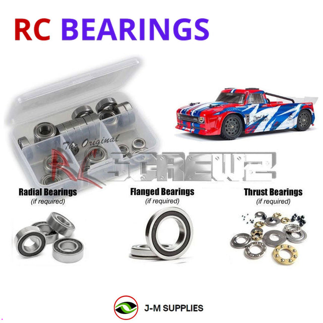RCScrewZ Rubber Shielded Bearing Kit ara045r for ARRMA Infraction 4X4 MEGA 1/8 Electric Brushed 4WD All-Road Street Bash Resto-Mod Truck (ARA4215V3T1, ARA4215V3T2, 4215V3T1, 4215V3T2) | SET