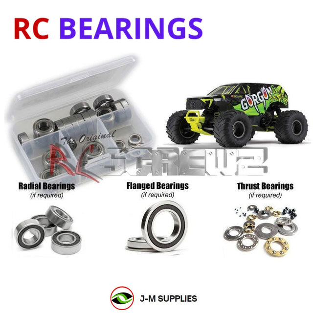 RCScrewZ Rubber Shielded Bearing Kit ara051r for ARRMA Gorgon MEGA 550 1/10 Electric 2WD Brushed Monster Truck RTR (ARA3230, 3230) | SET