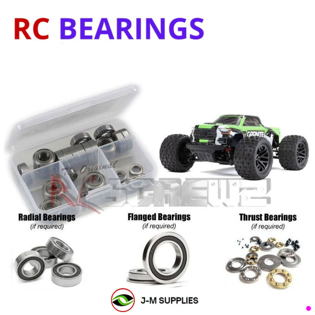 RCScrewZ Rubber Shielded Bearing Kit ara053r for ARRMA Granite Grom MEGA 380 1/18 Electric 4WD Brushed Monster Truck (ARA2102, 2102) | SET