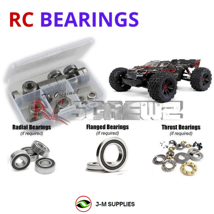 Representative image of an RCScrewZ rubber-sealed bearing kit for ARRMA KRATON 8S EXB V2 1/5 4WD MT (ARA5808V2); exact bearing sizes and quantities vary by RC model.