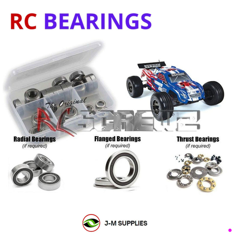Representative image of an RCScrewZ rubber-sealed bearing kit for ARRMA Vorteks BLS 1/10 2WD Stadium Truck (AR102611); exact bearing sizes and quantities vary by RC model.