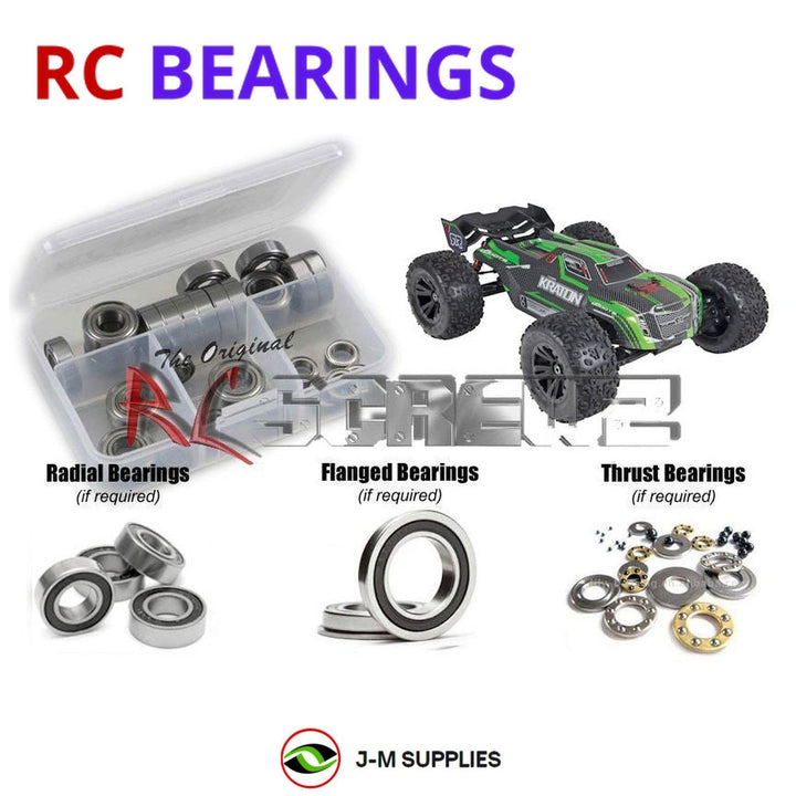 Representative image of an RCScrewZ rubber-sealed bearing kit for ARRMA Kraton 6S BLX V1 1/8 4WD Monster Truck (AR106005); exact bearing sizes and quantities vary by RC model.
