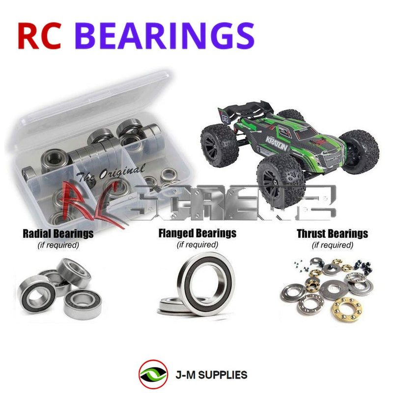 Representative image of an RCScrewZ rubber-sealed bearing kit for ARRMA Kraton 6S BLX V1 1/8 4WD Monster Truck (AR106005); exact bearing sizes and quantities vary by RC model.