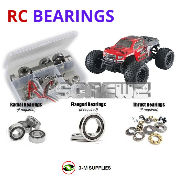 Representative image of an RCScrewZ rubber-sealed bearing kit for ARRMA GRANITE 4X4 MEGA 1/10 Electric 4WD MT (AR102665); exact bearing sizes and quantities vary by RC model.