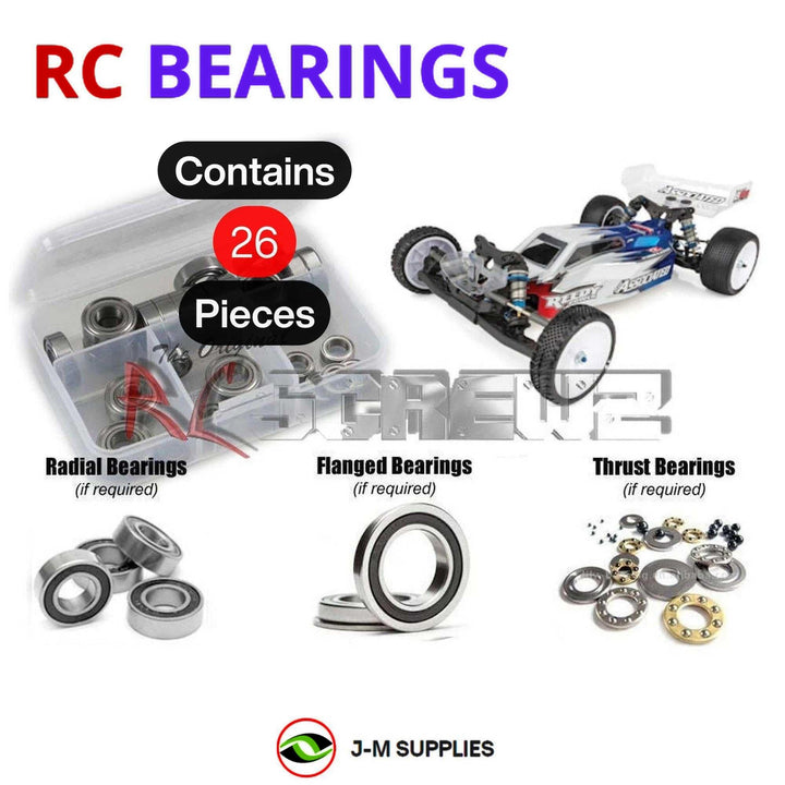 Representative image of an RCScrewZ rubber-sealed bearing kit for Team Associated RC10B6.2 1/10 2WD Buggy (90023); exact bearing sizes and quantities vary by RC model.