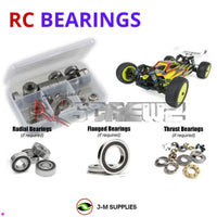 Representative image of an RCScrewZ rubber-sealed bearing kit for Team Associated RC10B74.1D 1/10 4WD Buggy (90028); exact bearing sizes and quantities vary by RC model.