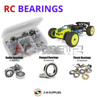 Representative image of an RCScrewZ rubber-sealed bearing kit for Team Associated RC8T3.2 Nitro 1/8 4WD Truggy (80943); exact bearing sizes and quantities vary by RC model.