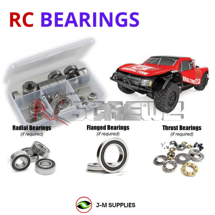 Representative image of an RCScrewZ rubber-sealed bearing kit for Team Associated Pro4 SC10 RTR 1/10 4WD SCT (20530, 20531); exact bearing sizes and quantities vary by RC model.