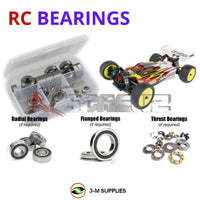 Representative image of an RCScrewZ rubber-sealed bearing kit for Team Associated RC10B74.2D 1/10 4WD Buggy (90037, ASC90037); exact bearing sizes and quantities vary by RC model.
