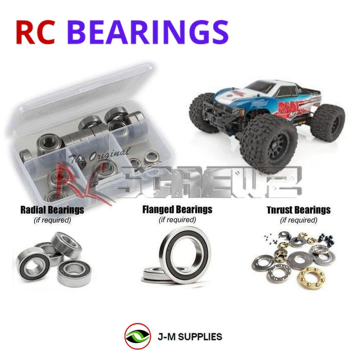 Representative image of an RCScrewZ rubber-sealed bearing kit for Team Associated Rival MT10 RTR 1/10 4WD MT (20516, ASC20516); exact bearing sizes and quantities vary by RC model.