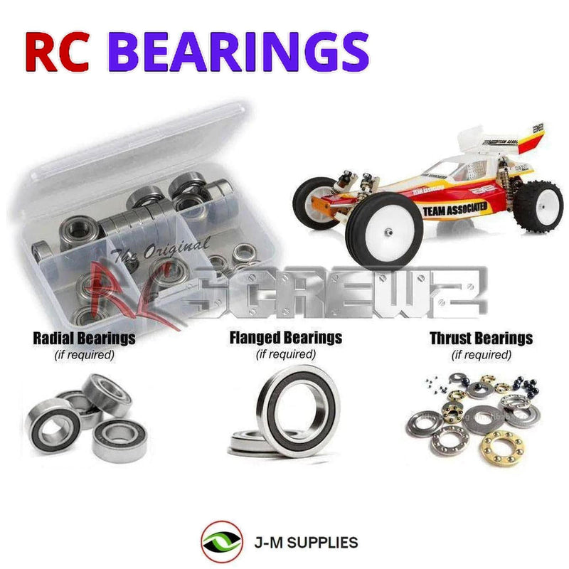 Representative image of an RCScrewZ rubber-sealed bearing kit for Team Associated RC10 Gold Edition 1/10 2WD Buggy (6034); exact bearing sizes and quantities vary by RC model.